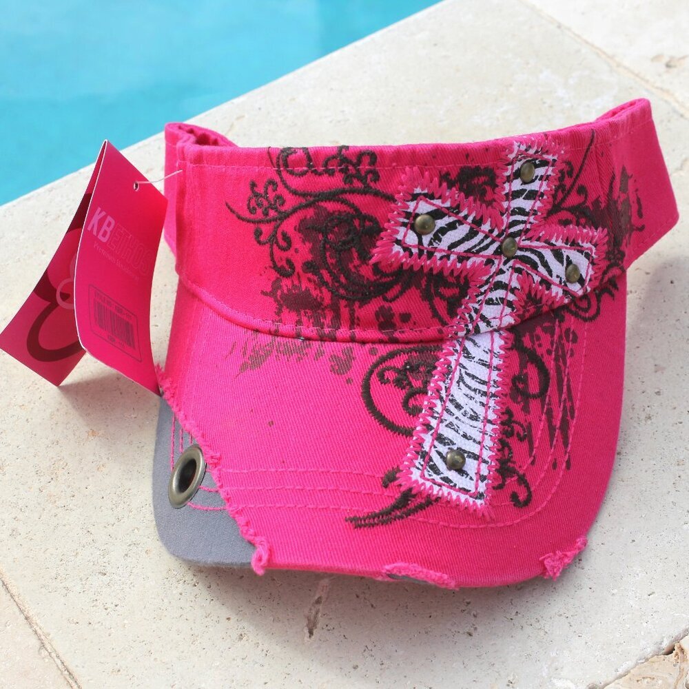 Cross Motif on Hot Pink Visor